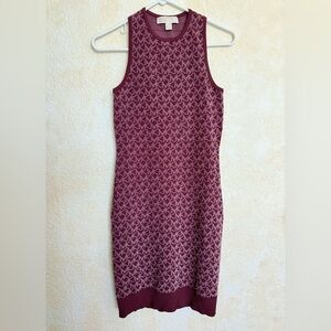 Michael Kors Patterned Burgundy Mini Dress